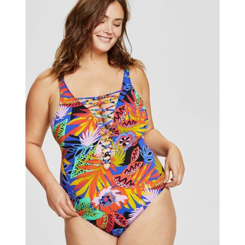 Bleu Rod Beattie One Piece Swimsuit 20W Multicolor Tropical Night Safari